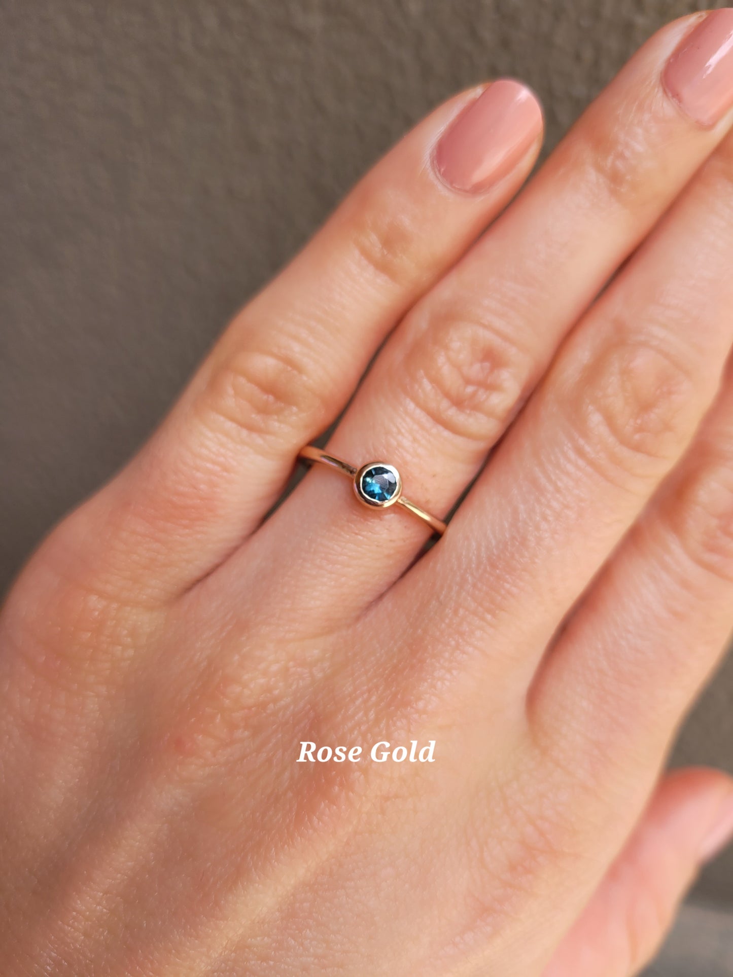 Australian Teal Sapphire Round Solitaire Ring in 9K Gold