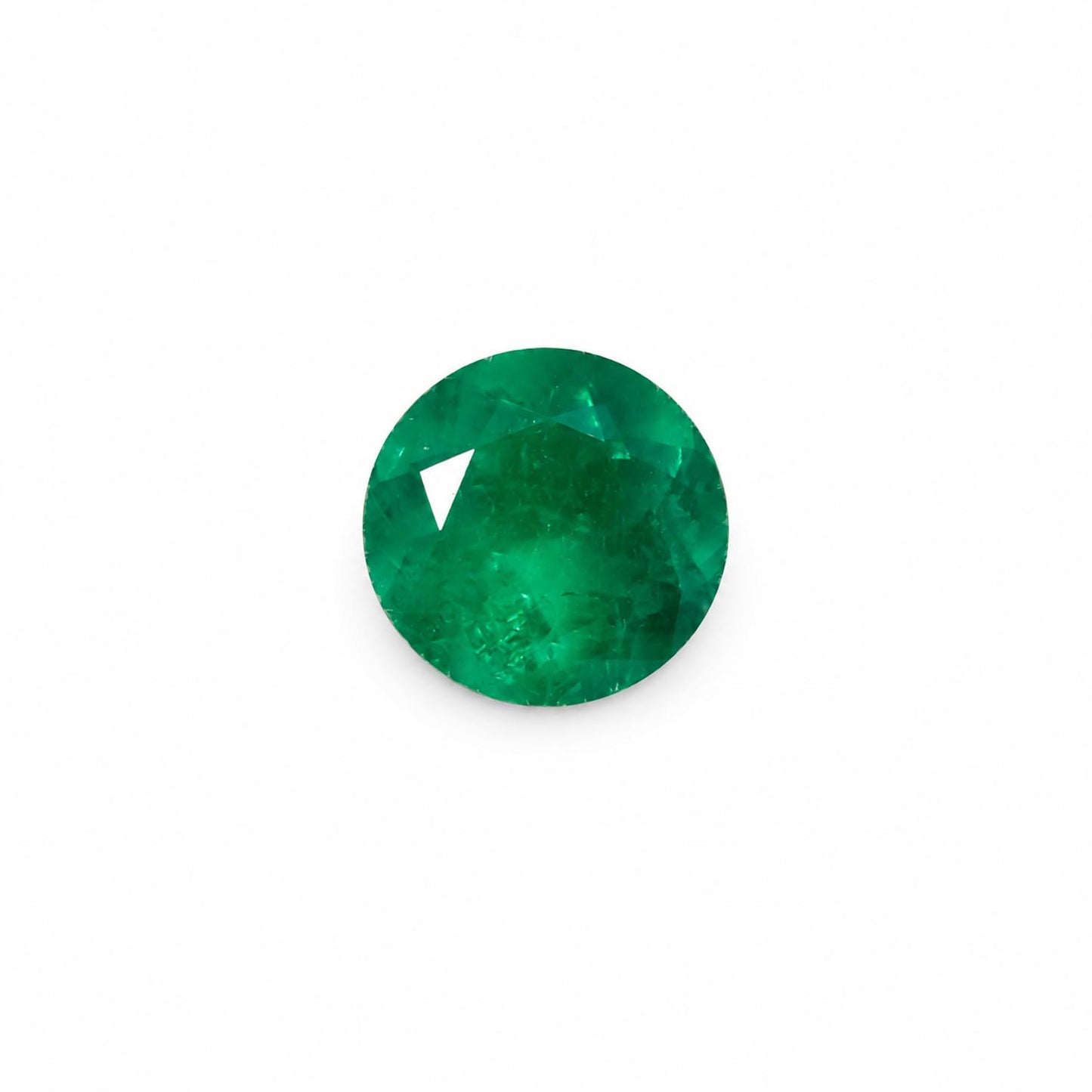 second front view of 0.72CT Natural Colombian Emerald – Round Cut Strong Green Gemstone