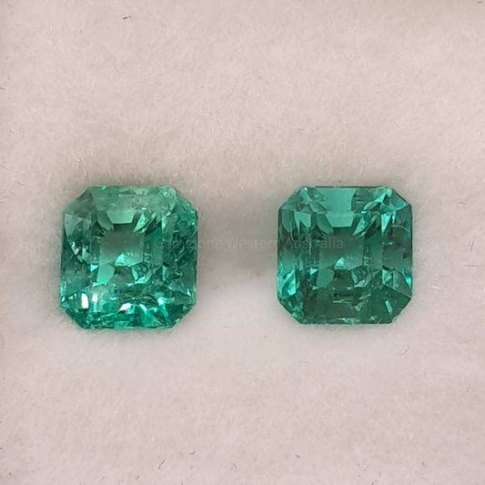 1.87 ct Natural Colombian Emeralds Loose Gemstones Emerald Cut Pair