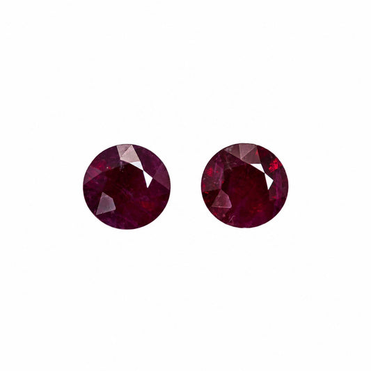 Matched pair of natural rubies totalling 1.01 ct, round cut