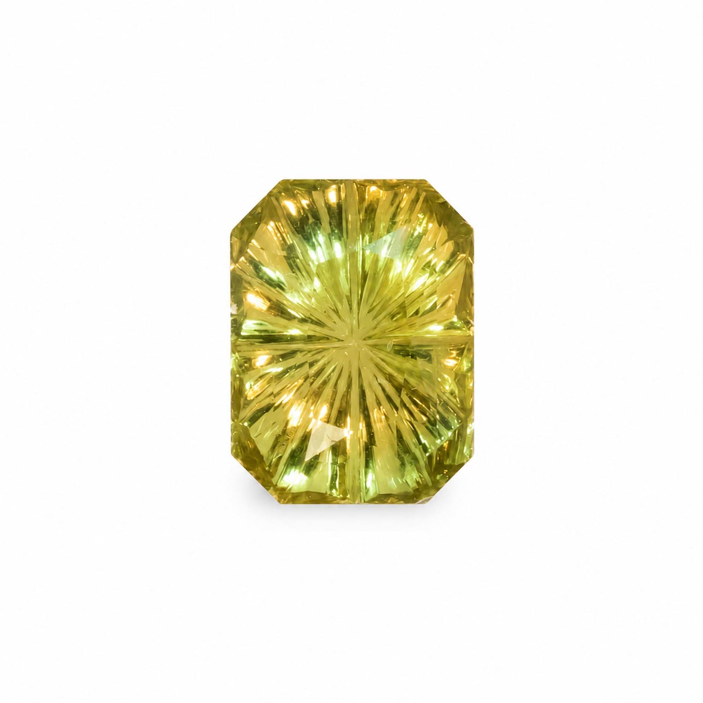 front view of 1.59CT Natural Unheated Green Sapphire – octagon fantasy cut, loose gemstone