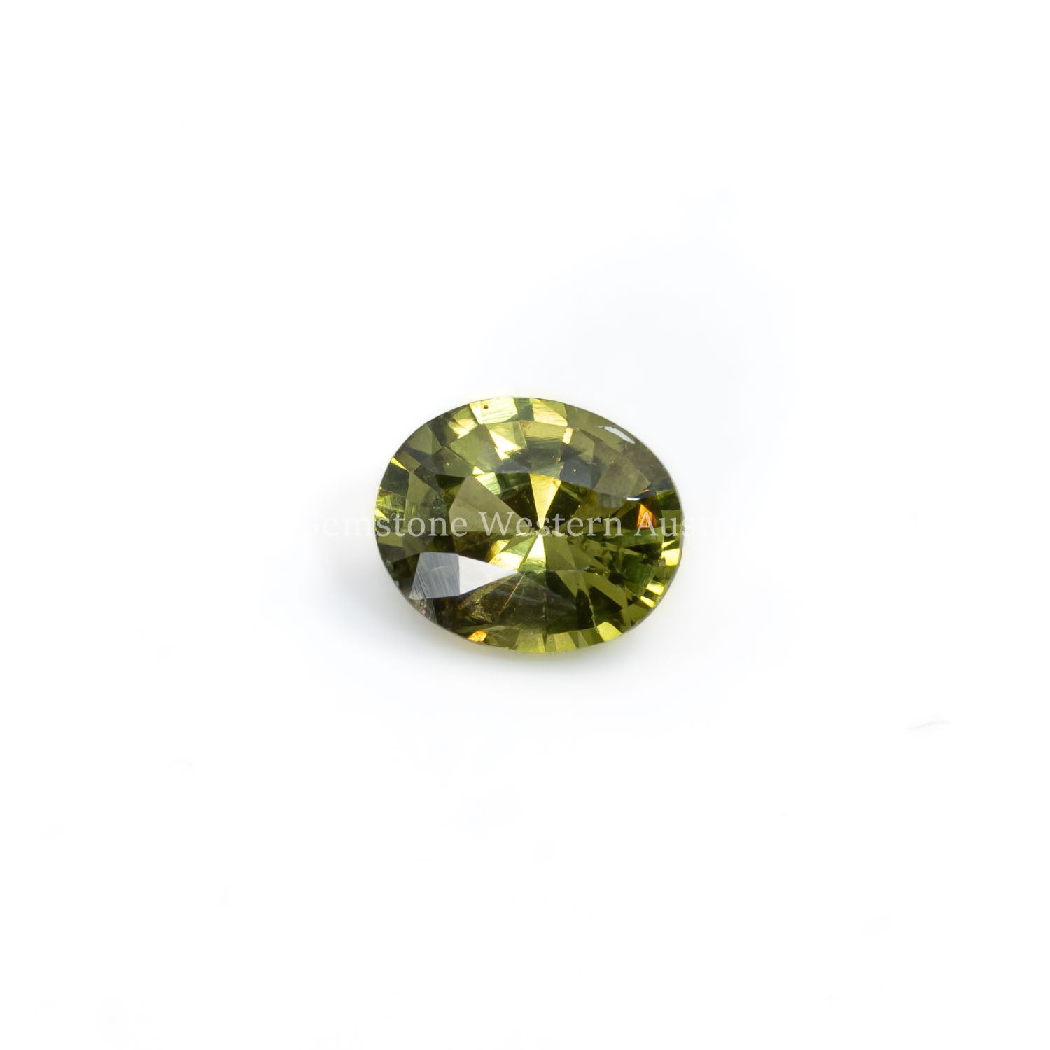 Front view of 1.63CT Natural Unheated Green Sapphire – Oval Mixed Cut in white background.