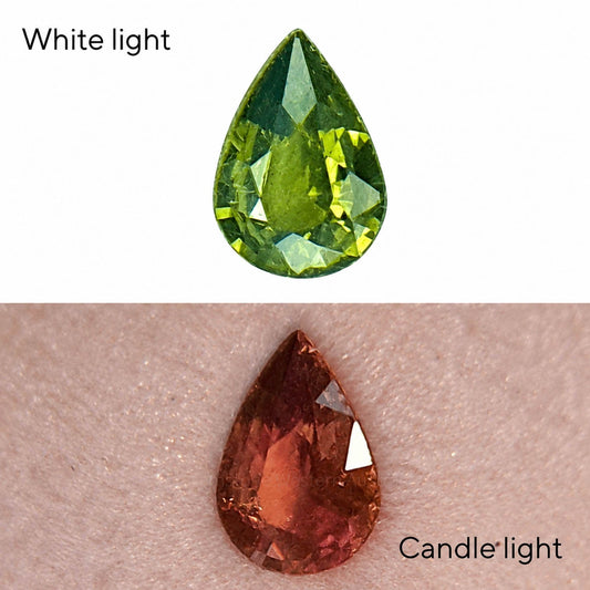 0.70 ct natural alexandrite, pear cut loose gemstone