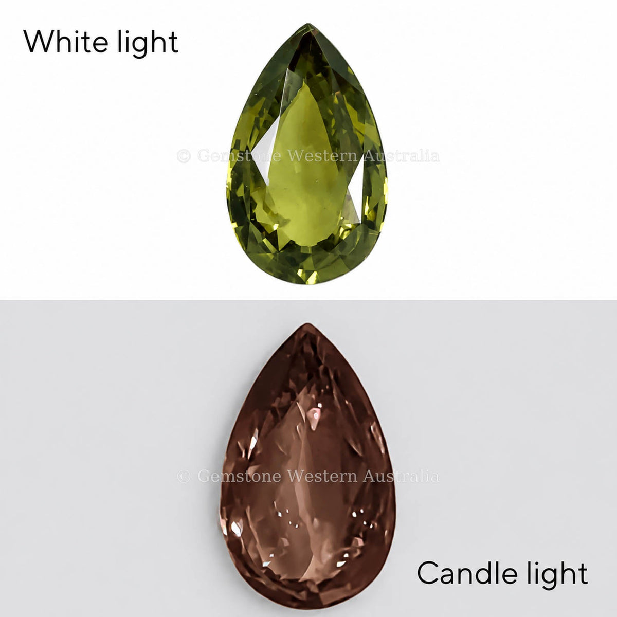 1.98 ct natural alexandrite, pear cut chrysoberyl
