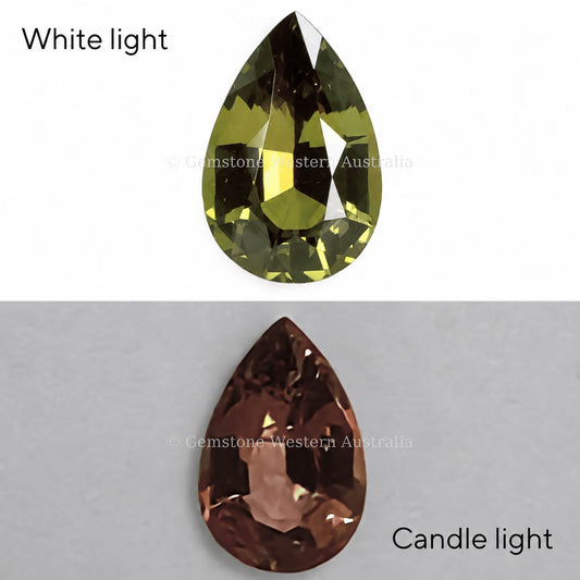 1.59 ct natural alexandrite, pear cut chrysoberyl