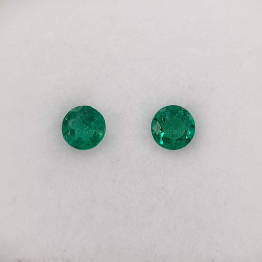 0.25 ct Natural Colombian Emeralds Round Loose Gemstones Pair