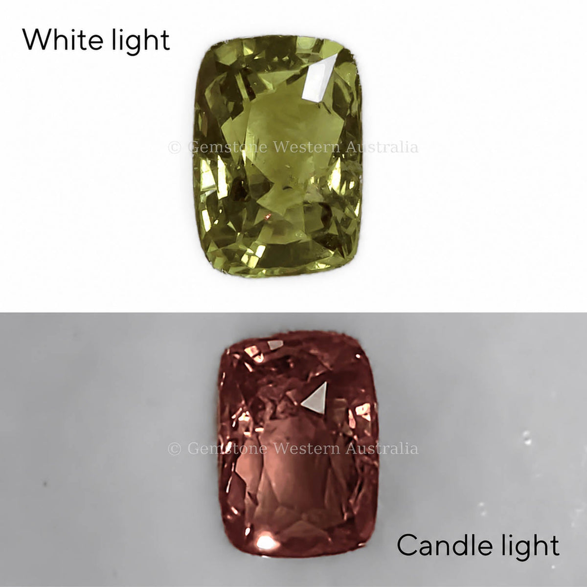 1.26 ct natural alexandrite, rectangular cushion cut chrysoberyl