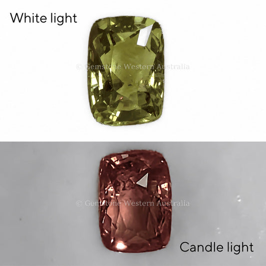 1.26 ct natural alexandrite, rectangular cushion cut chrysoberyl