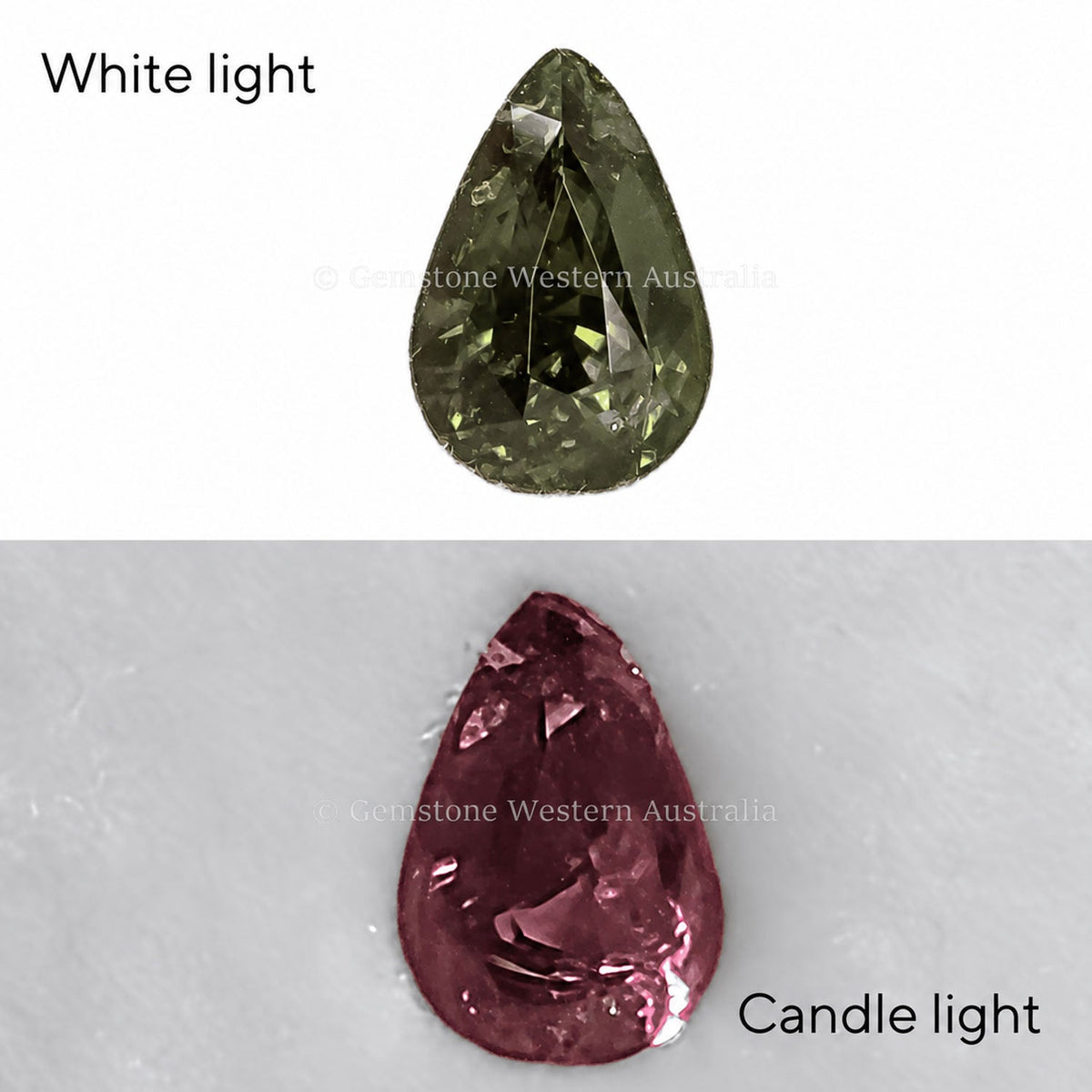 1.04 ct natural alexandrite, pear cut chrysoberyl