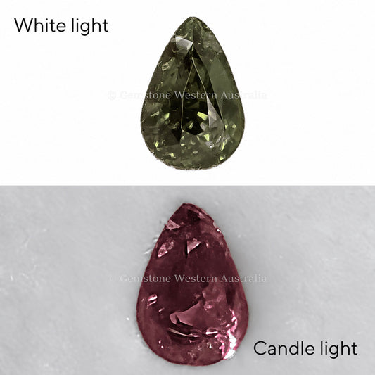 1.04 ct natural alexandrite, pear cut chrysoberyl