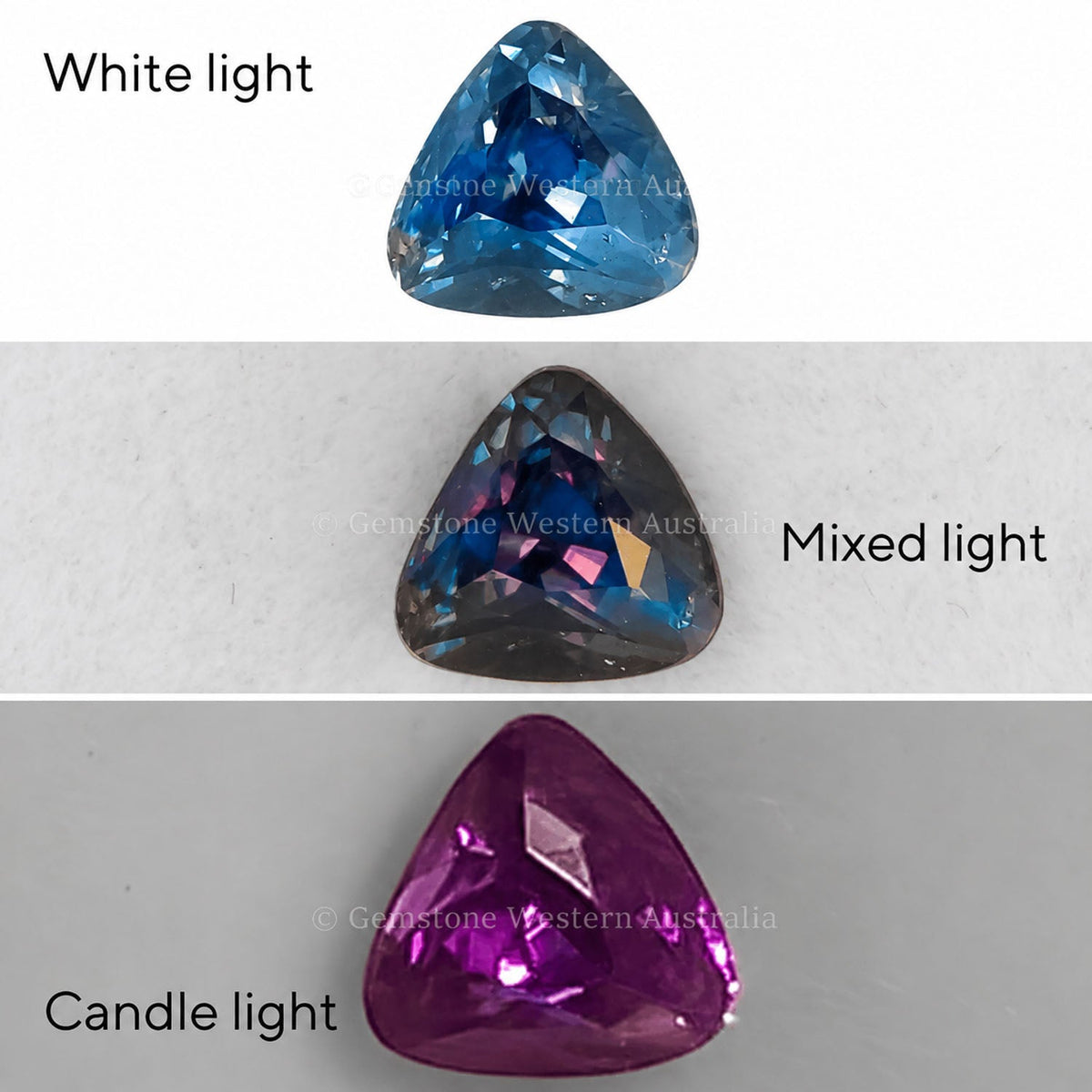 1.03 ct natural alexandrite, triangular cushion cut chrysoberyl