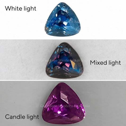1.03 ct natural alexandrite, triangular cushion cut chrysoberyl