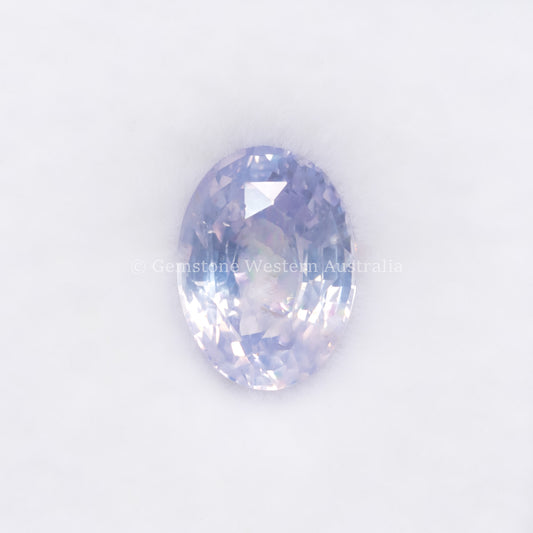 Front view of 2.07CT Natural Unheated Light Violet Sapphire – Oval Cut in white background.