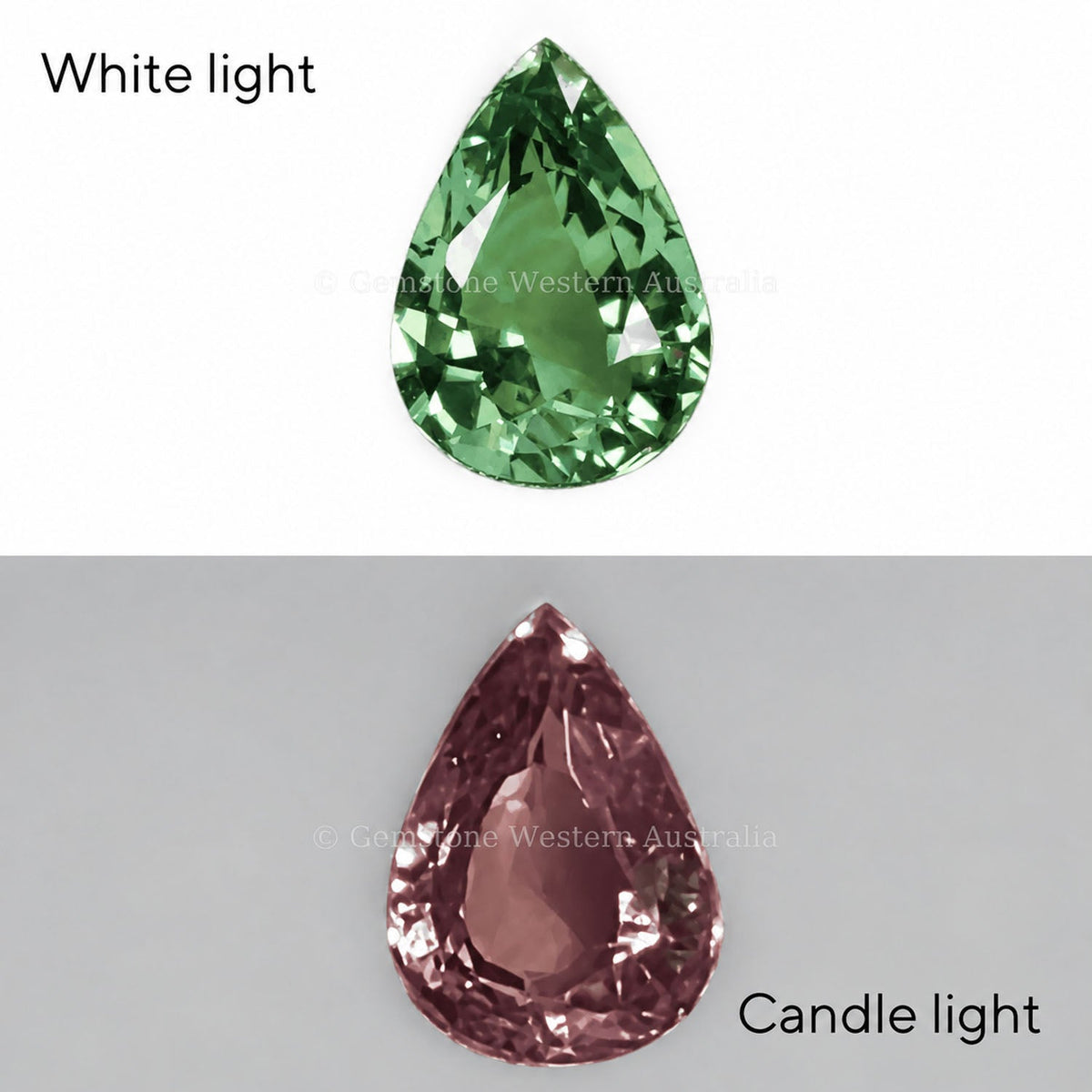 0.91 ct natural alexandrite, pear cut chrysoberyl