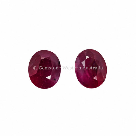 Matched pair of natural unheated rubies totalling 1.33 ct, oval cut