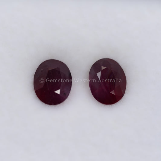 1.33 CT NATURAL UNHEATED RUBY PAIR - OVAL CUT