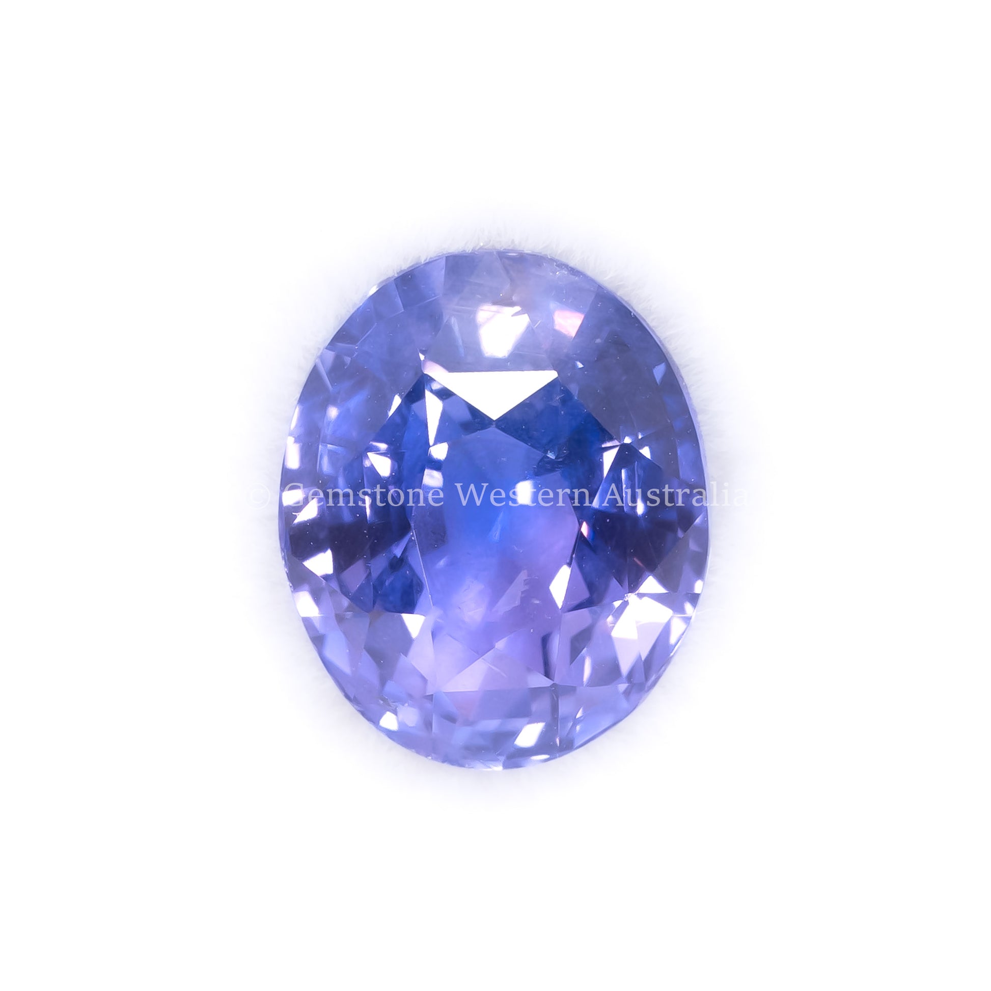 Front view of 4.02CT Natural Unheated Violet Sapphire – Oval Cut in white background.