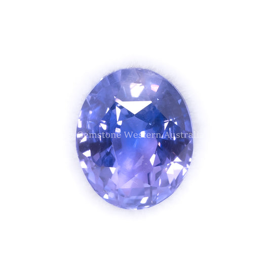 Front view of 4.02CT Natural Unheated Violet Sapphire – Oval Cut in white background.
