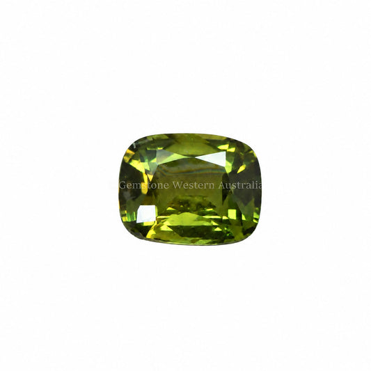 1.63 ct natural unheated green sapphire, cushion cut