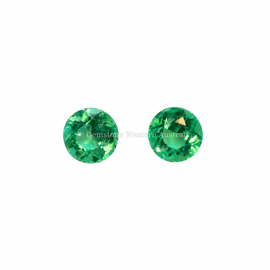 Matched pair of natural Colombian emeralds totalling 0.33 ct, round cut