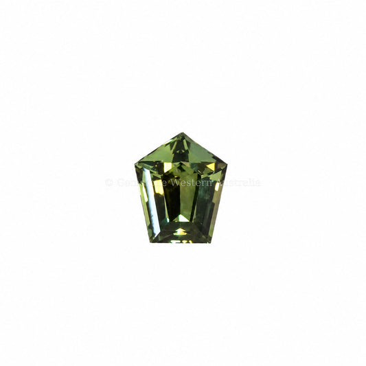 0.65 ct natural unheated teal green sapphire, shield fancy cut
