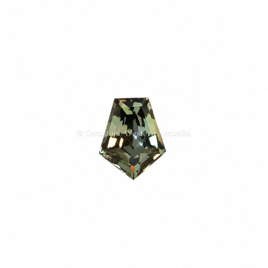 0.69 ct natural unheated teal green sapphire, shield fancy cut
