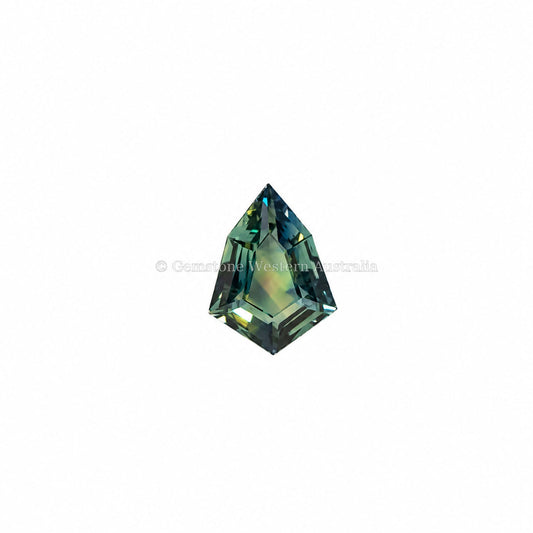 0.50 ct natural unheated teal blue sapphire, shield fancy cut