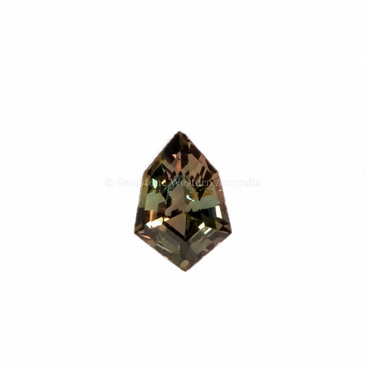 0.70 ct natural unheated teal green sapphire, shield fancy cut