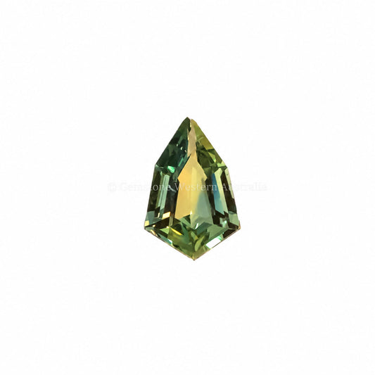 0.60 ct natural unheated teal green sapphire, shield fancy cut