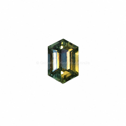 0.76 ct natural unheated teal green sapphire, hexagonal fancy cut