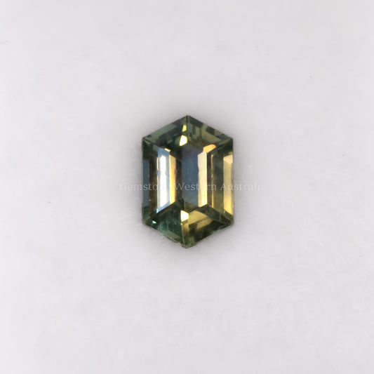 0.76 CT NATURAL UNHEATED TEAL-GREEN SAPPHIRE - HEXAGONAL FANCY CUT