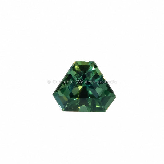 0.59 ct natural unheated teal green sapphire, shield fancy cut