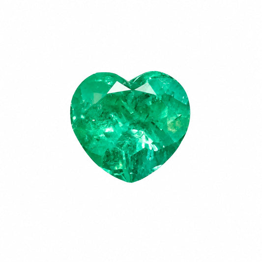 1.95 ct natural Colombian emerald, heart cut vivid green gemstone