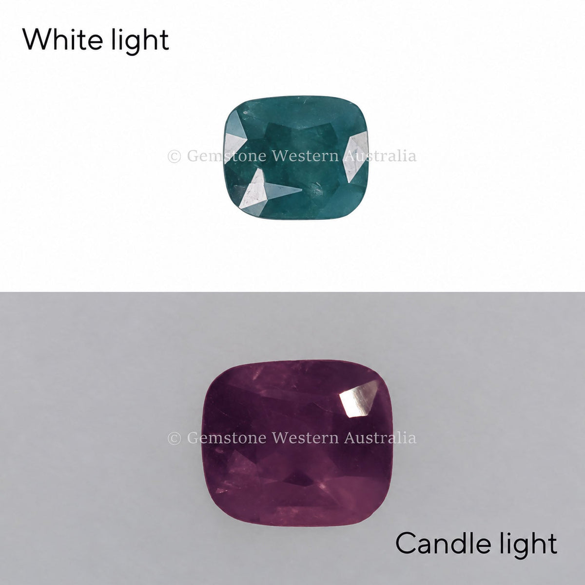 0.45 ct natural alexandrite, rectangular cushion cut chrysoberyl