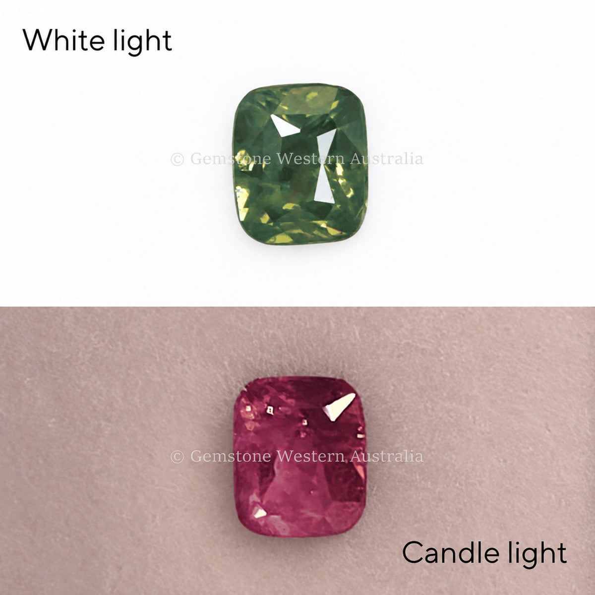 0.63 ct natural alexandrite, rectangular cushion cut chrysoberyl