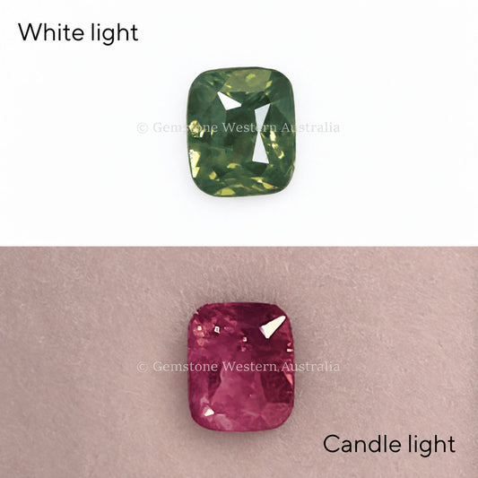 0.63 ct natural alexandrite, rectangular cushion cut chrysoberyl
