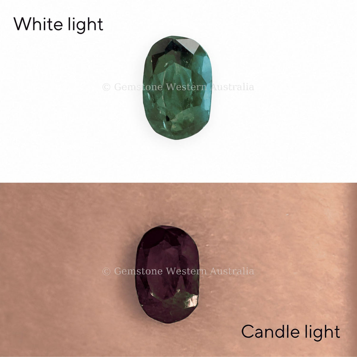 0.45 ct natural alexandrite, oval cut chrysoberyl