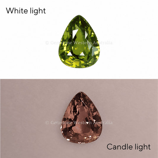 0.75 ct natural alexandrite, pear cut chrysoberyl