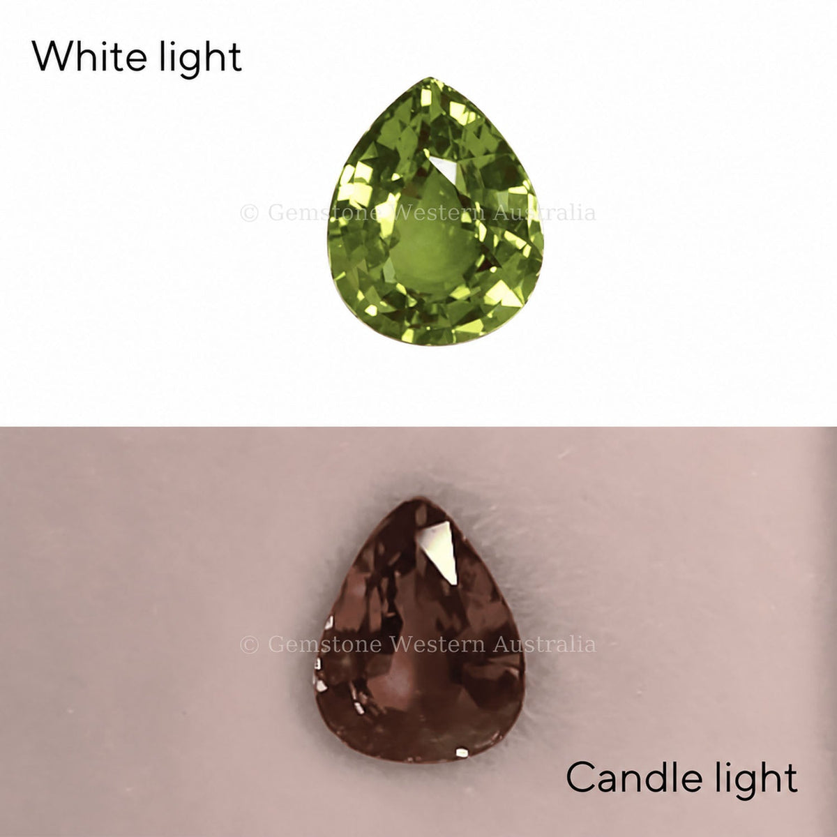0.63 ct natural alexandrite, pear cut chrysoberyl