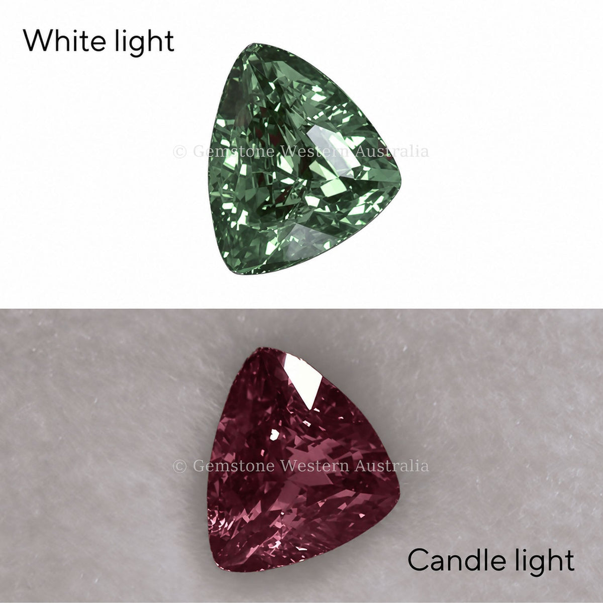 1.05 ct natural alexandrite, cushion triangular cut chrysoberyl
