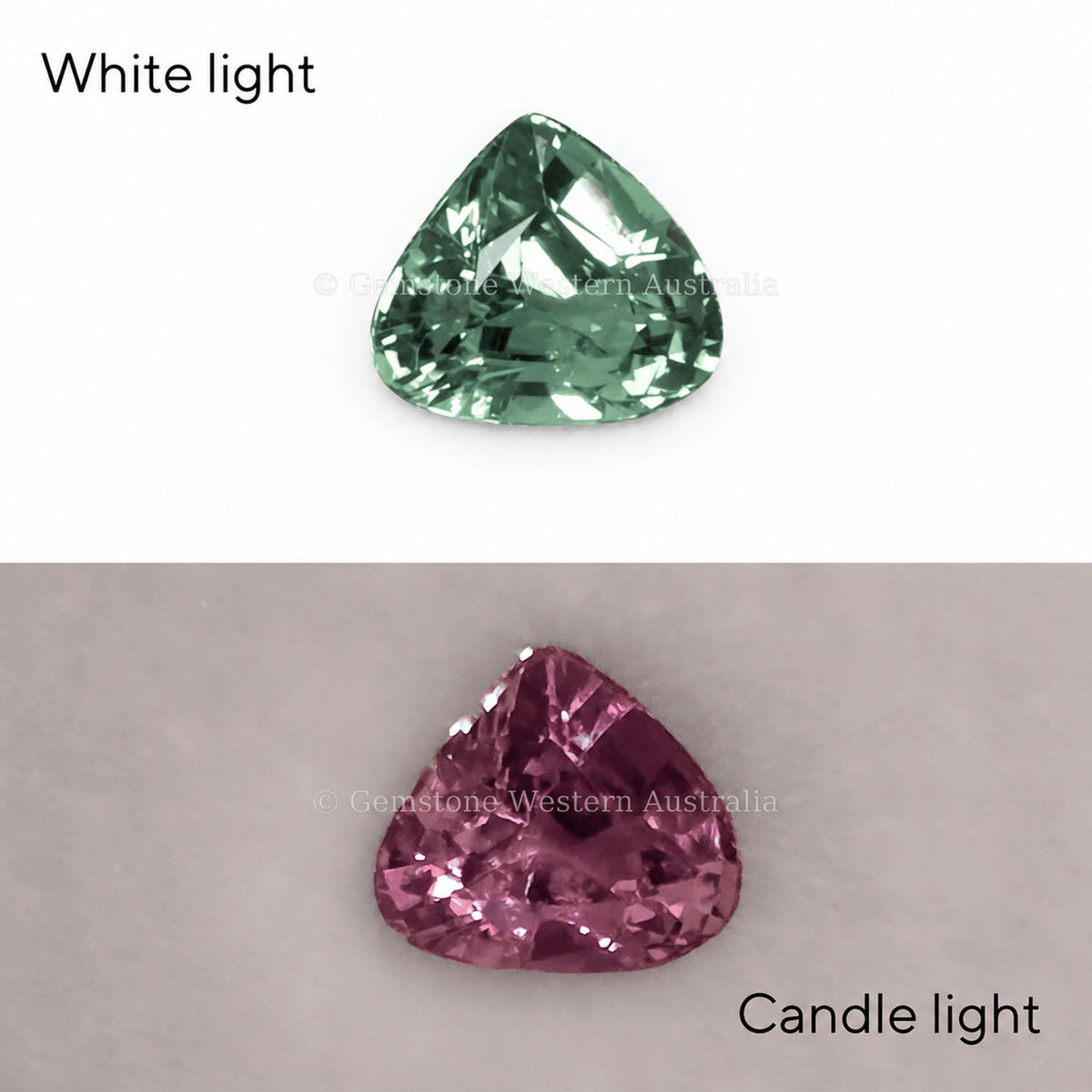0.74 ct natural alexandrite, pear cut chrysoberyl