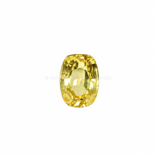 1.33 ct natural unheated yellow sapphire, cushion cut