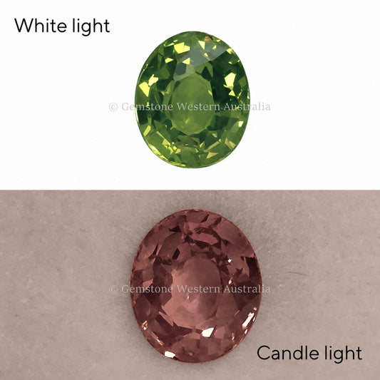 1.57 ct natural alexandrite, oval cut chrysoberyl