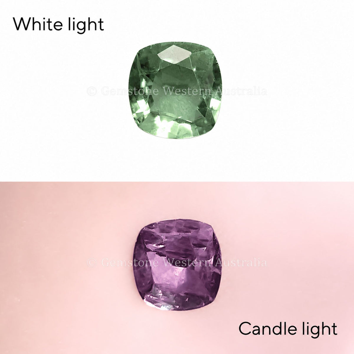 0.39 ct natural alexandrite, cushion cut chrysoberyl