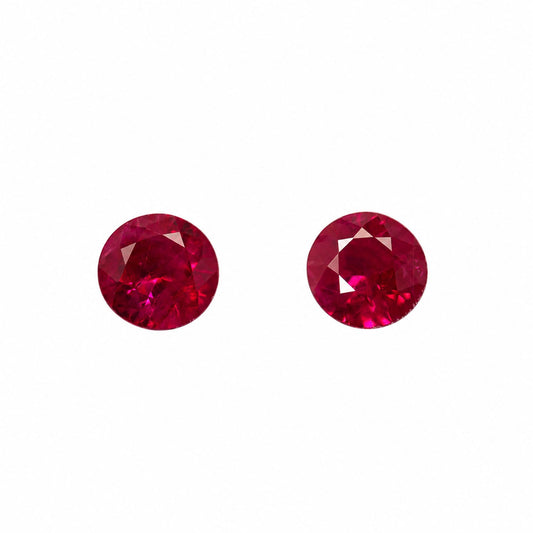 Matched pair of natural rubies totalling 0.61 ct, round cut