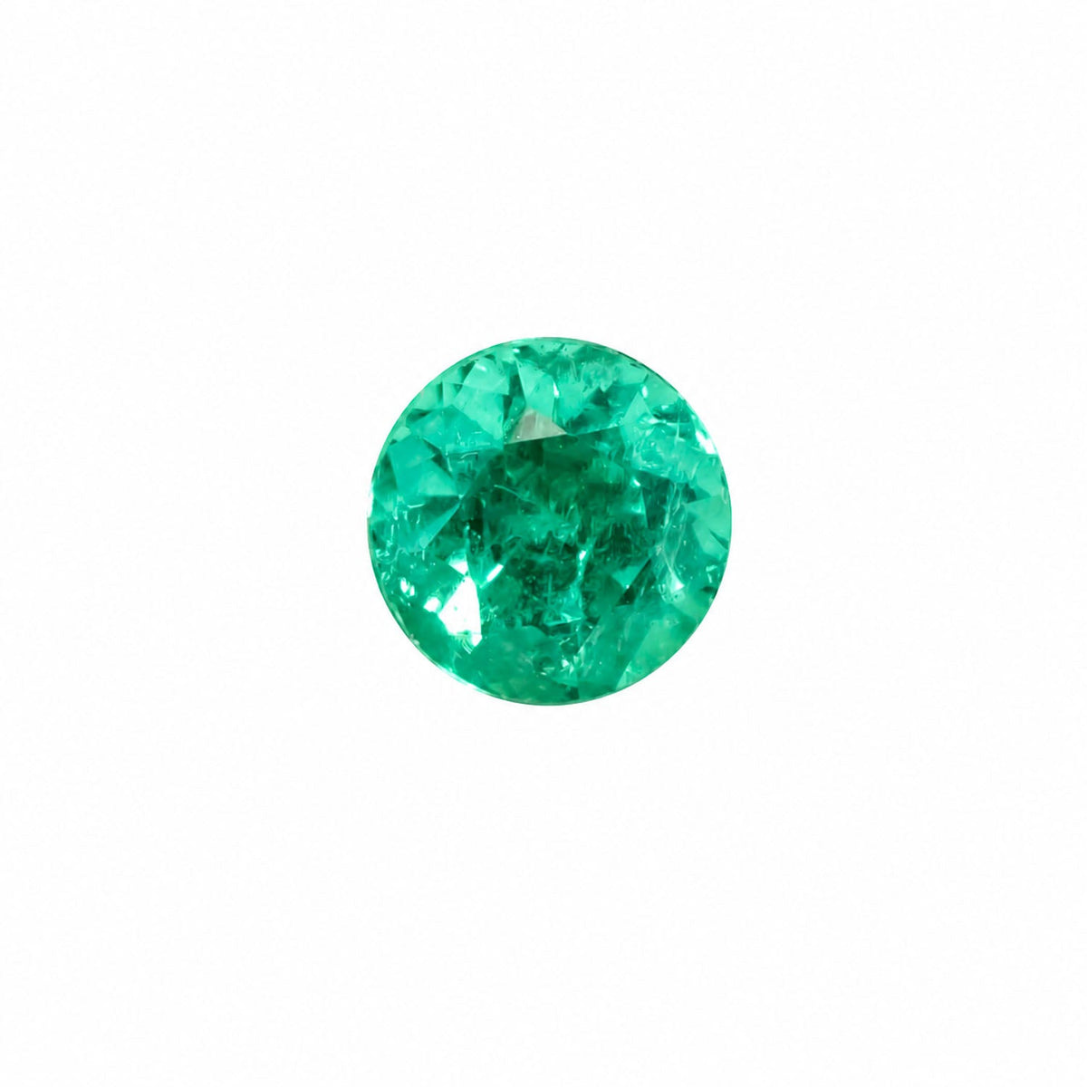 0.84 ct natural Colombian emerald, round cut vivid green gemstone