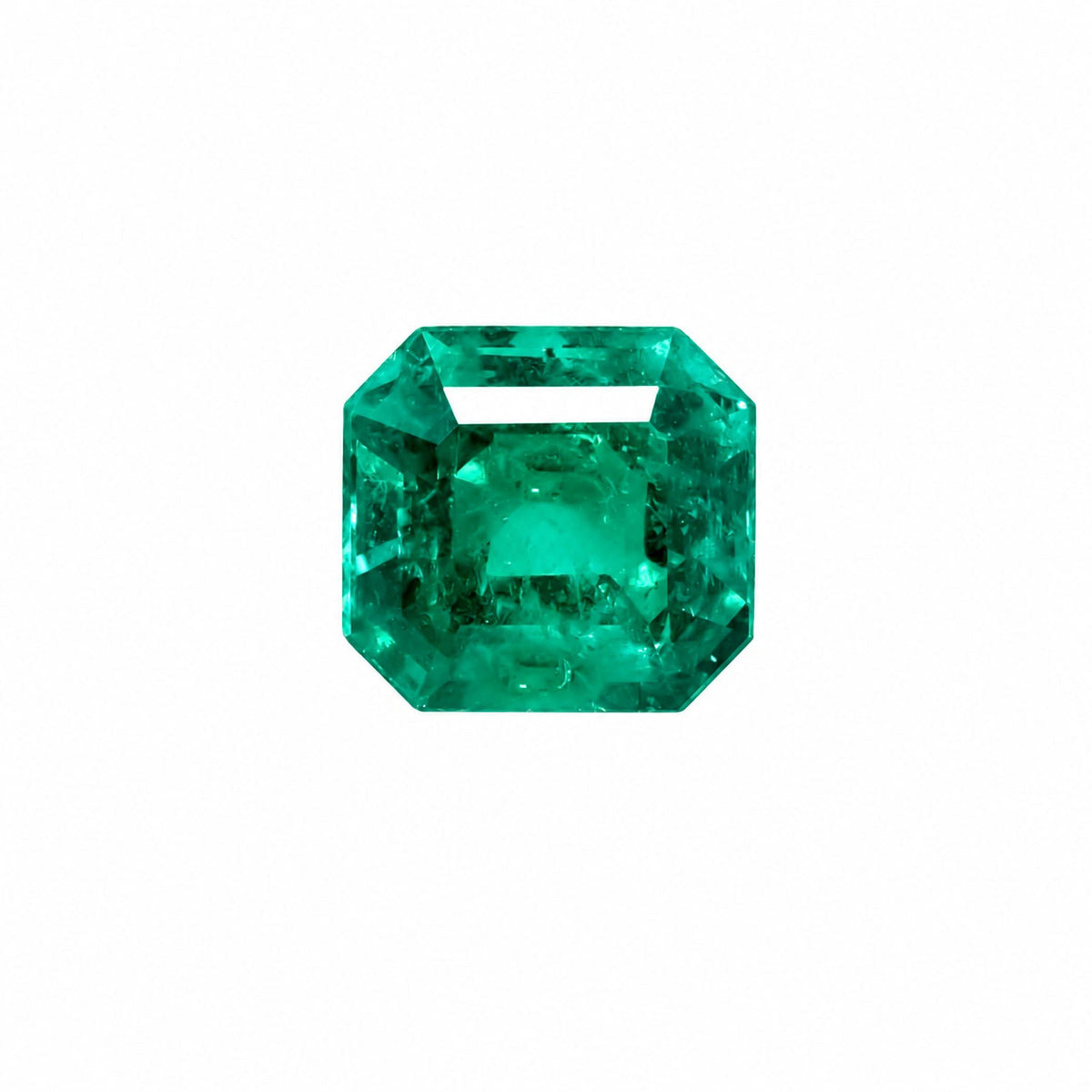 1.67 ct natural Colombian emerald, square emerald cut vivid green gemstone
