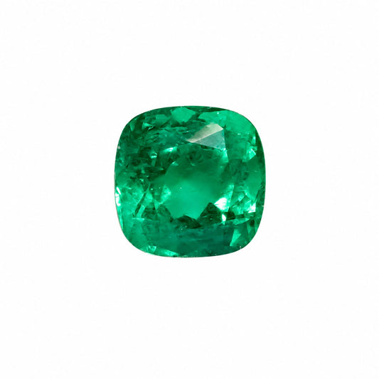 2.68 ct natural Colombian emerald, cushion cut vivid green gemstone