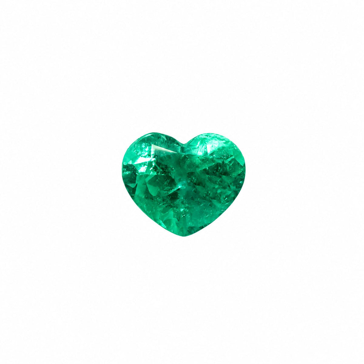 0.98 ct natural Colombian emerald, heart shape vivid green gemstone