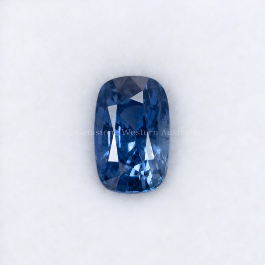 2.11CT NATURAL UNHEATED BLUE SAPPHIRE - RECTANGULAR CUSHION CUT IN WHITE BACKGROUND
